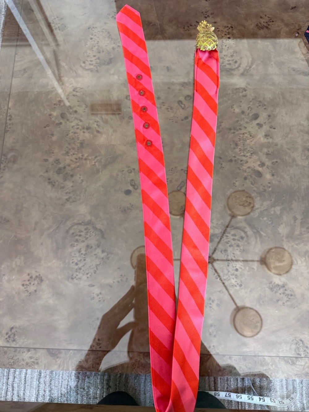 J. Crew Pink and Red Diagonal Stripe Ribbon Belt